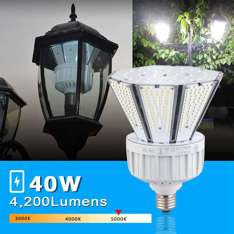 Corn Light Fixture 40W 5,200lm 5000K with AC100-277VAC for Roadway ...