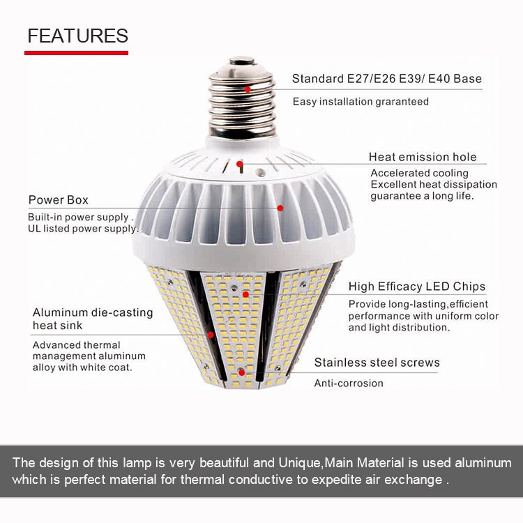 Corn Lights LED for Garage 60W 5000K 7,200LM with ETL DLC Listed AC100-277VAC - Image 8