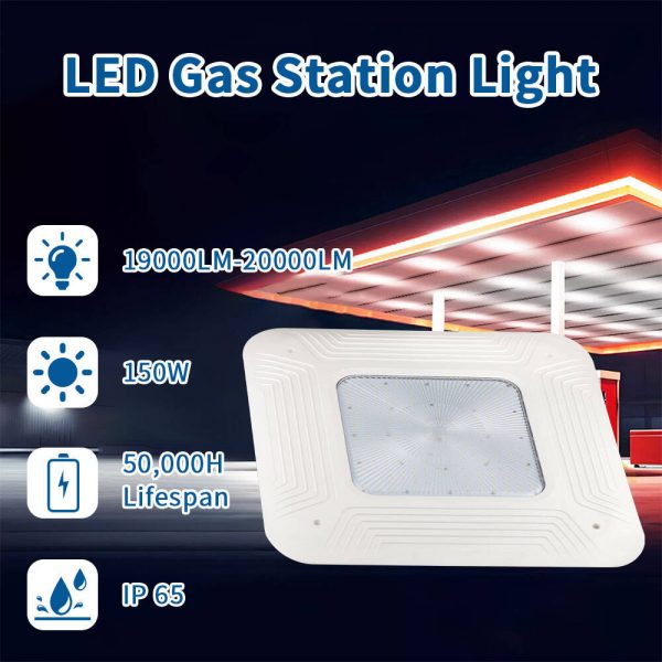 LED Gas Station Canopy Lights 150W 5000K 19,000Lm with 100-277VAC White - Image 4