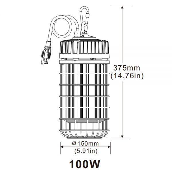100W Led High Bay Construction Lights with Hook For Indoor and Outdoor Area Lighting - Image 4