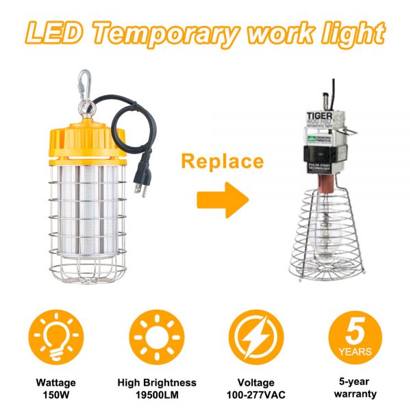 150W LED Temporary Work Light 5000K 19,500Lm with ETL Listed - Image 4