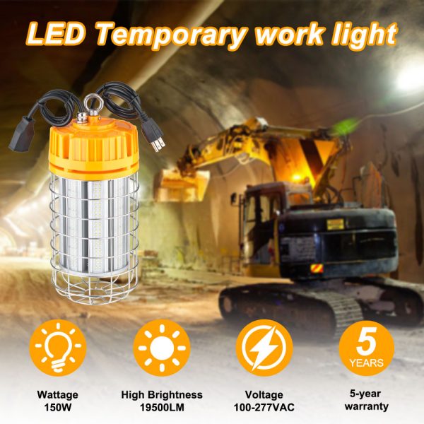 LED Temporary Work Light 150W 19,500LM Linkable LED Job Site Temporary Work Light with ETL DLC Listed - Image 3