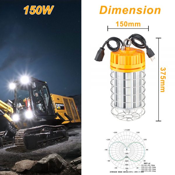 LED Temporary Work Light 150W 19,500LM Linkable LED Job Site Temporary Work Light with ETL DLC Listed - Image 5